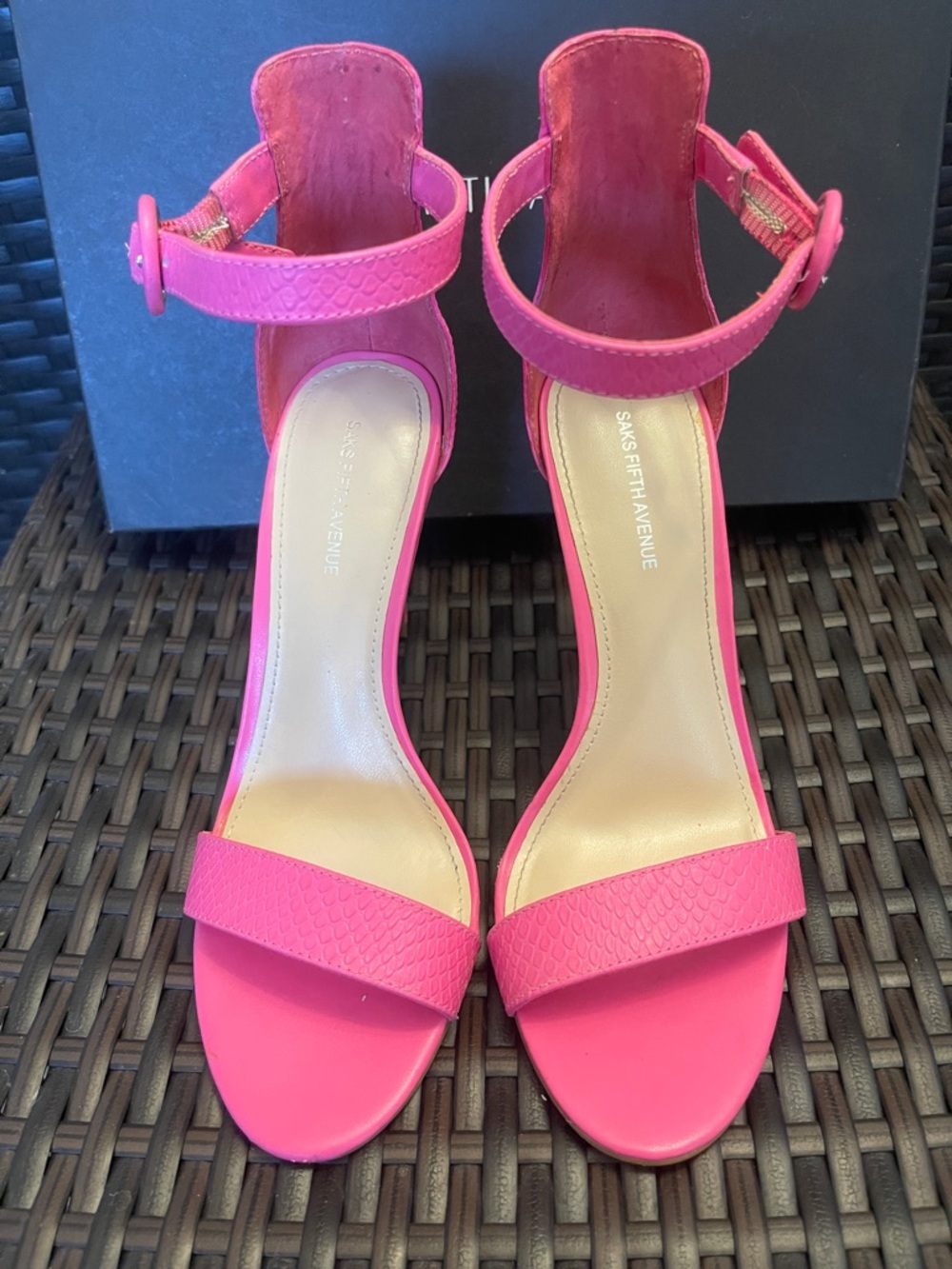 Saks Fifth Avenue Hot Pink Ankle-Strap Heels